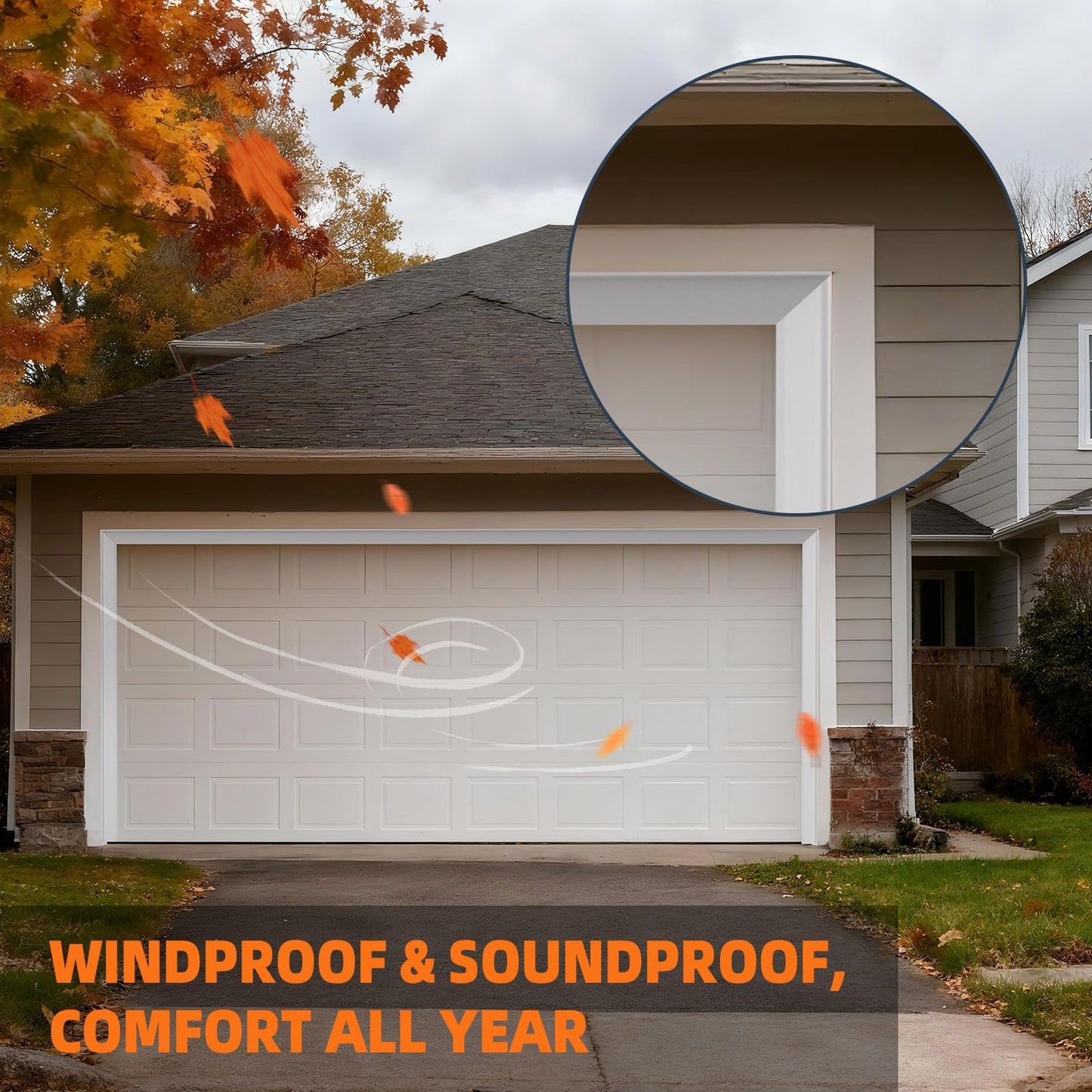 Ginchain Garage Door Seal Top and Sides - 36FT Garage Door Weather Stripping Side Insulation Trim Seal - Ease of Installation (White)