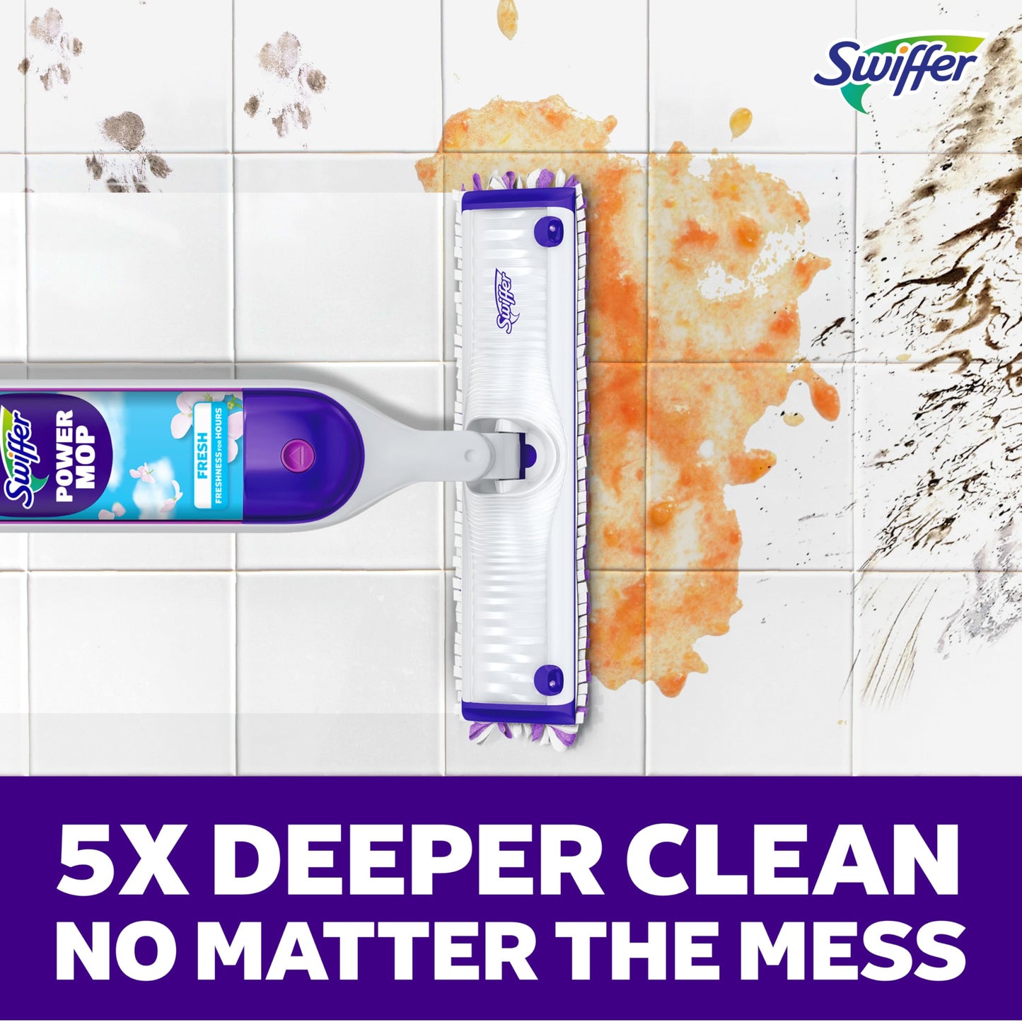Swiffer PowerMop Multi-Surface Mop Kit for Floor Cleaning, Fresh Scent, Mopping Kit Includes PowerMop, 2 Mopping Pad Refills, 1 Floor Cleaning Solution with Fresh Scent and 2 Batteries