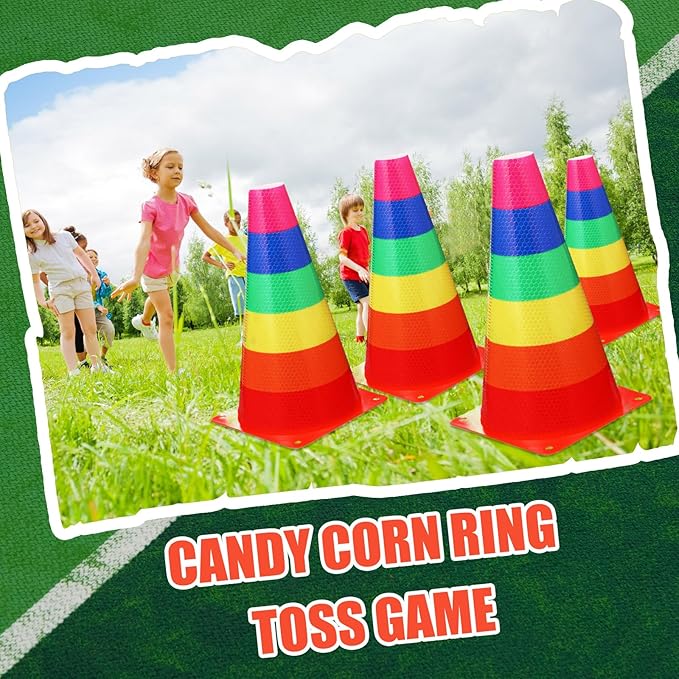 Candy Corn Ring Toss Game Plastic Cones 9 Inch Training Traffic Cones Sport Training Agility Field Marker for Youth Soccer Skating Practice