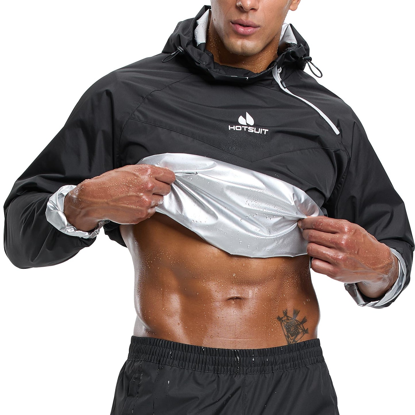 HOTSUIT Sweat Suits Sauna Suit Men Weight Loss Gym Exercise Workout Jacket, Black, XXL