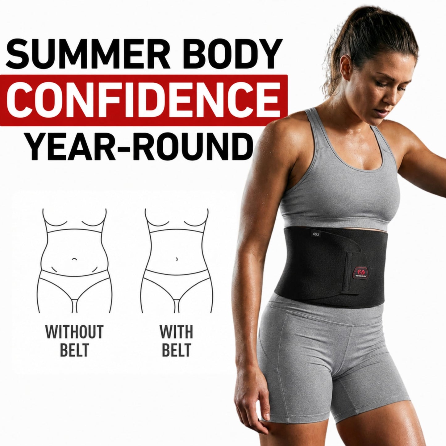 McDavid Sweat Band & Waist Trimmer Belt for Men, Back Support, Improves Posture During Workouts, Waist Trainer For Men