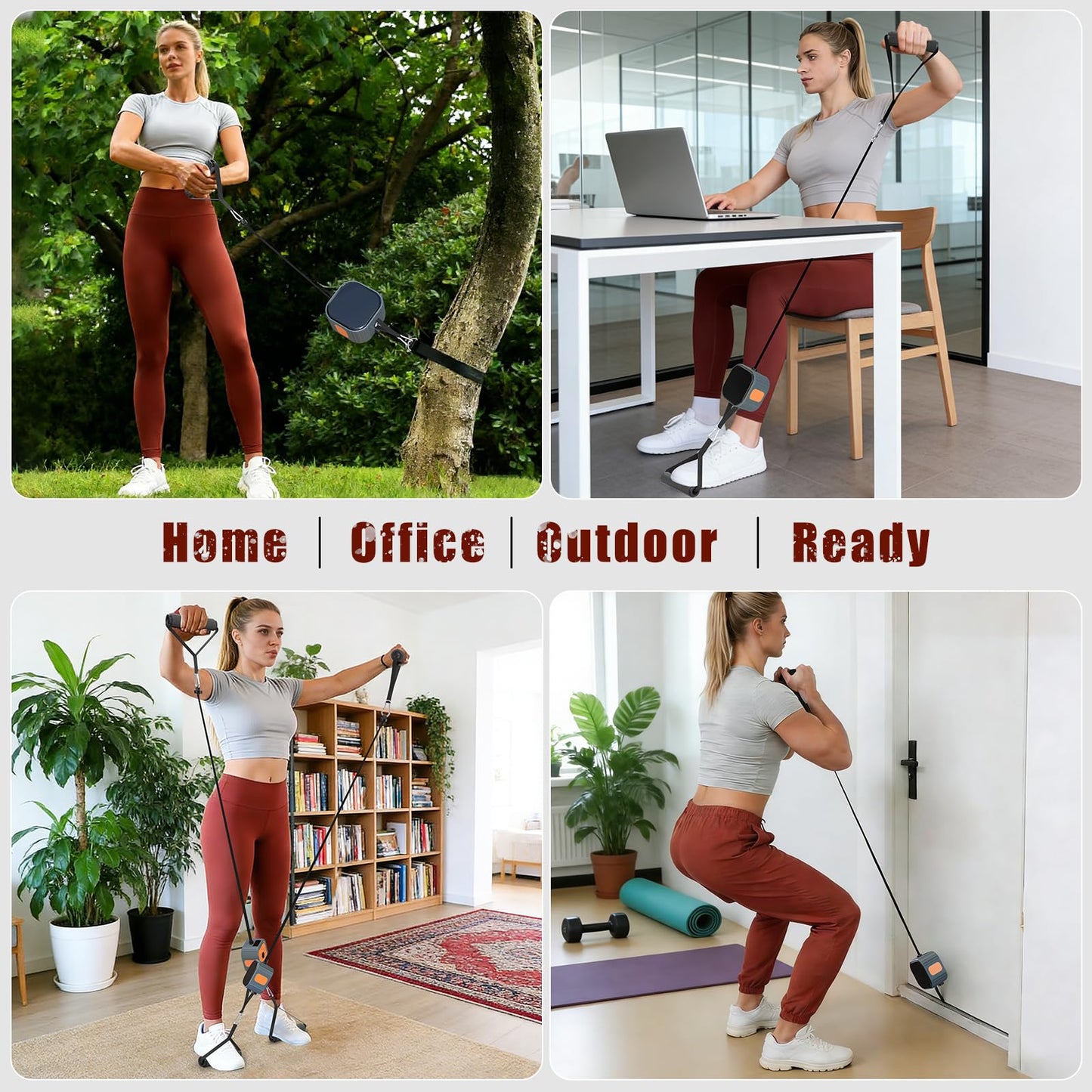 Resistance Bands with Fitness Bar, Power Pump System with Adjustable Resistance Levels, Portable Strength Training Equipment for Women, Home & Travel Workout