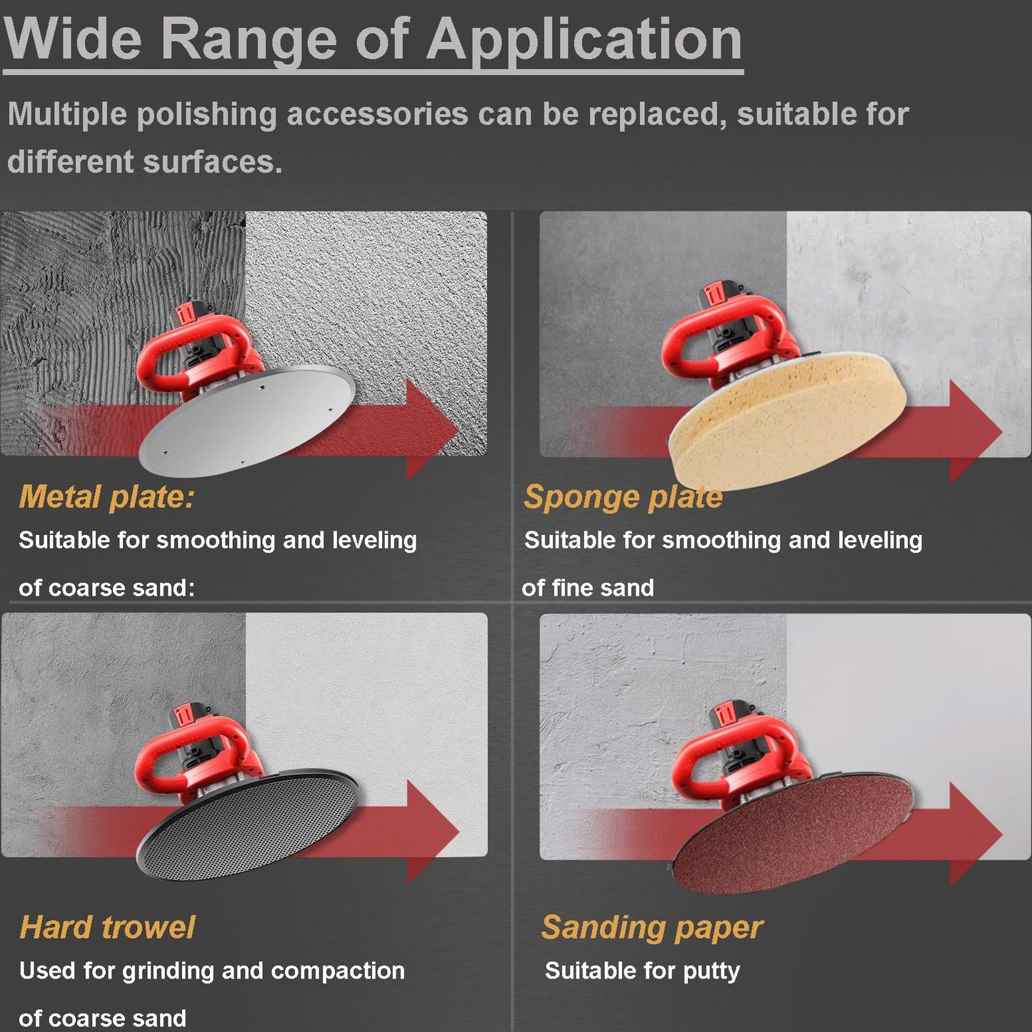 PreAsion 220V Wall Smoothing Polishing Machine 3800W Electric Concrete Cement Mortar Trowel Hand-Held Putty Cement Mortar Trowel Plaster Smoothing Tool