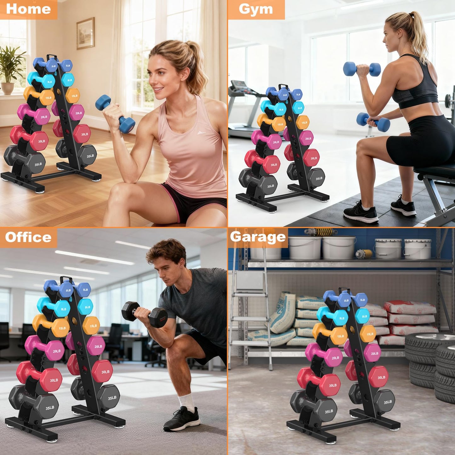 TomCare 6 Tier Dumbbell Rack Stand Only, Weight Rack for Home Gym Metal Compact A-Frame Dumbbell Stand for Dumbell Set (5-35 LB), Weight Storage Holder with Handle (Dumbells not Included)