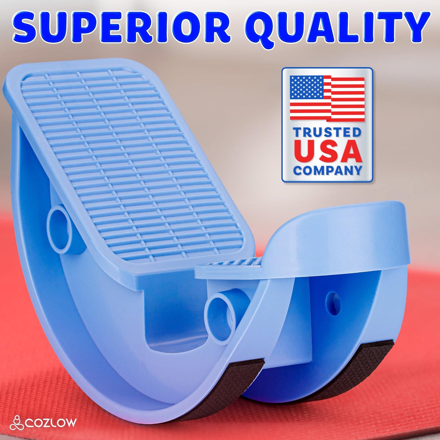 Cozlow Calf Stretcher & Foot Rocker (Blue), Effective Feet Stretching for Ankle Strengthening & Enhanced Flexibility, Pain Relief for Plantar Fasciitis, Achilles Tendonitis, Heel Spurs & Tight Calves