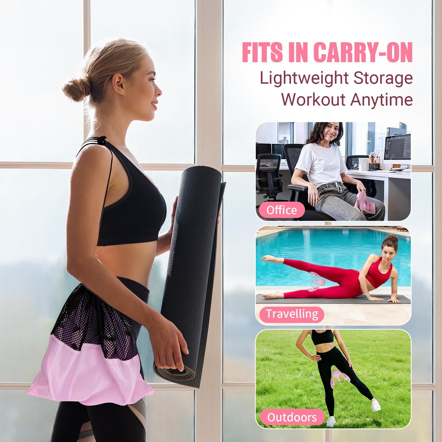 Thigh Trainer for Women, 360° Pelvic Floor Exercise Device with Resistance Band, 15-75LB Adjustable Resistance Thigh Workout Equipment for Inner Thigh Toner, Kegel Exercise, Pelvic Floor Muscle Repair