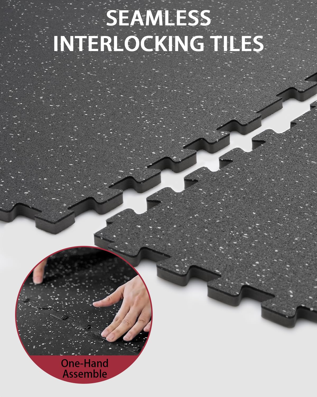 Mikolo 0.56 Inch Thick Gym Flooring for Home Gym, 12 Tiles Exercise Equipment Mats with EVA Foam and Rubber Top, Interlocking Puzzle Rubber Gym Flooring, Protective Flooring Mat