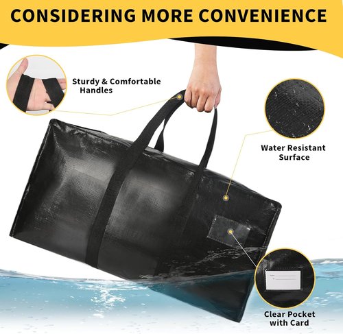 Heavy Duty Extra Large Moving Bags - 58 Gallon Jumbo Storage with Strong Zippers & Handles | 2-Pack