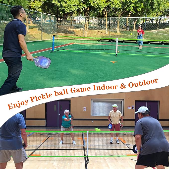 Hoverphenix Pickleball Net for Driveway, 22FT Regulation Size Pickleball Net with Paddles Set of 4, Pickleballs and Carry Bag for Outdoor Indoor Game
