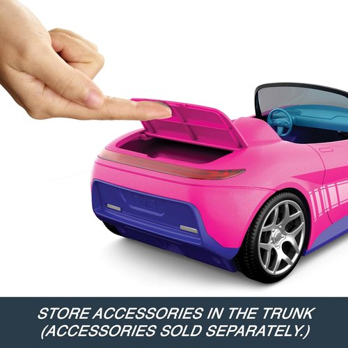 Hot Wheels Barbie RC Toy Car - Remote-Control Pink Convertible for 2 Dolls with Opening Trunk & Customizable Stickers