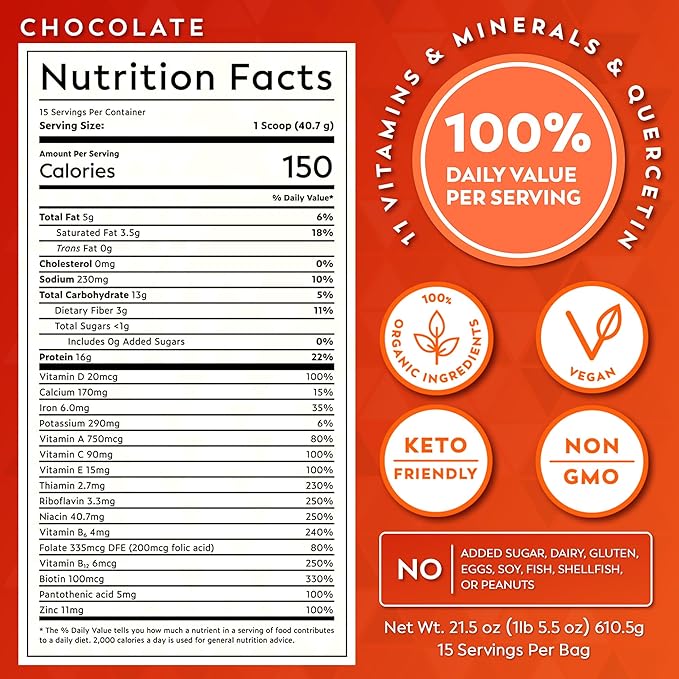 Veeg All in One Protein Smoothie Powder ??Plant Based Protein, Vegan Collagen, MCT Powder, Multivitamin, Greens Superfood Powder, Meal Replacement, Probiotics, Sugar Free,15 Servings (Chocolate)