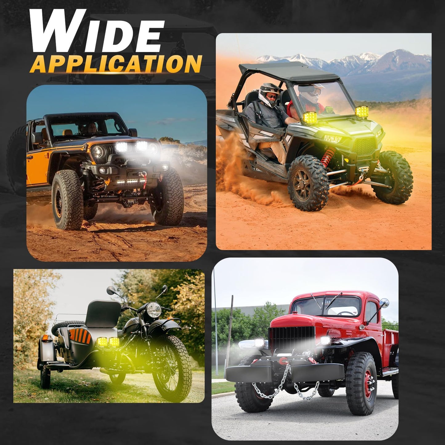 Auxbeam 7" Off-Road Lights with 270° Side Shooter, V Max Series Pod Lights with DRL & Back Light, 228W 26100LM Spot Flood Combo Ditch Lights, Cube LED Driving Light for Jeep ATV UTV, Pair