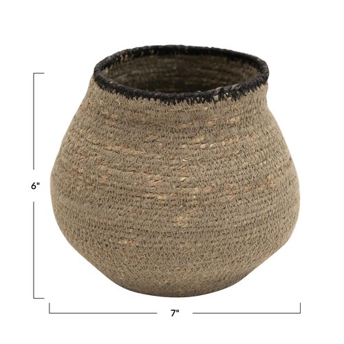 Bloomingville Hand-Woven Seagrass, Grey & Black Basket, AH1801