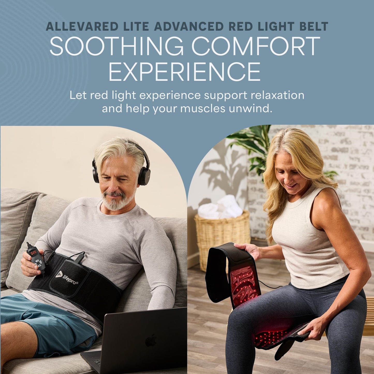 Lifepro Red Light Therapy Belt – Allevared Infrared Red Light Therapy for Body, Back Pain and Shoulder - 660nm & 850nm Near Infrared Heating Pad – Adjustable & Portable for Wellness & Relaxation