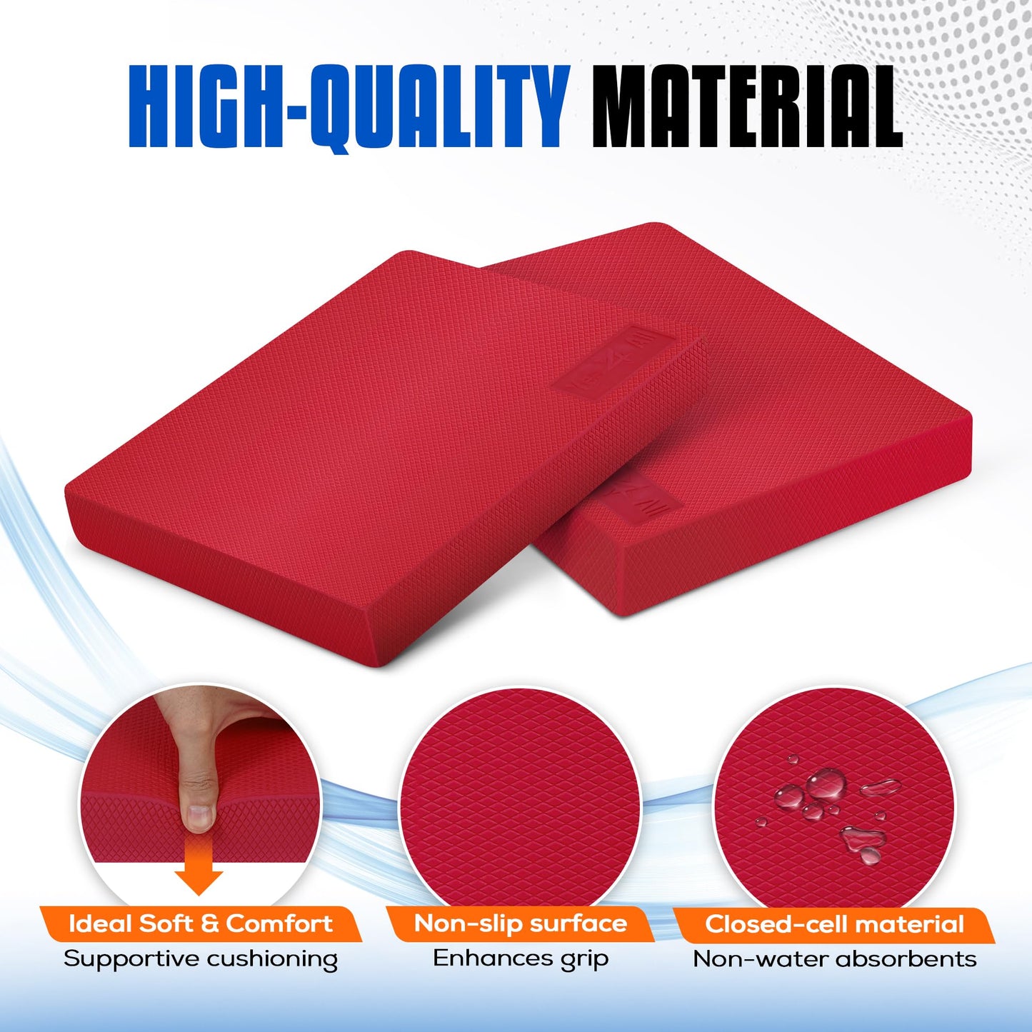 Yes4All Balance Pad, Nonslip TPE Foam Balance Pad with Upgraded Sizes - L, XL, XXL Balance Mat for Fitness, Yoga & Stability Training - Multicolor Options - L, Red