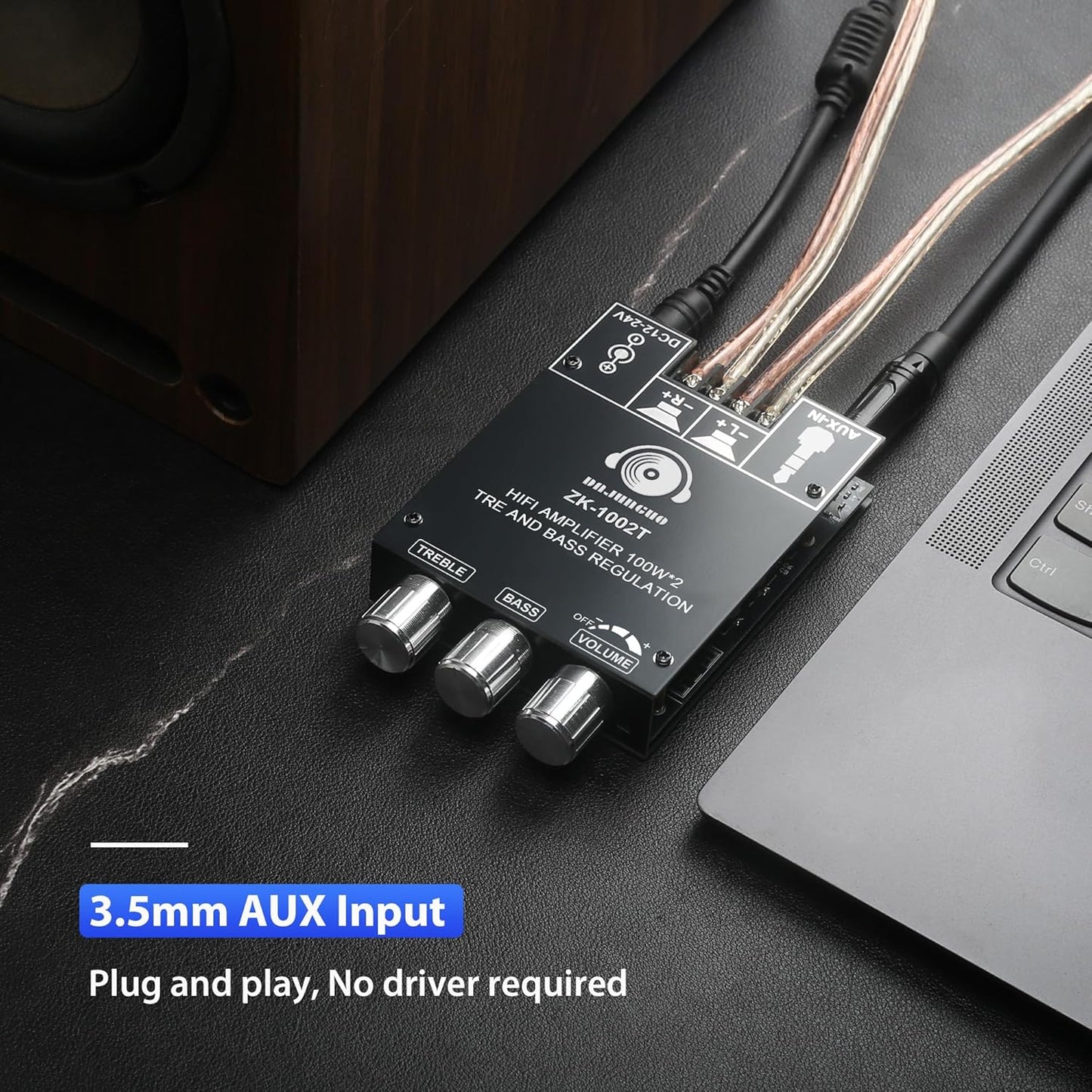 ZK-1002T 100W+100W IPEX-1 9-24V 2.0 TPA3116 DAJUNGUO Bluetooth Amplifier Board with Antenna, DC Input, Stereo
