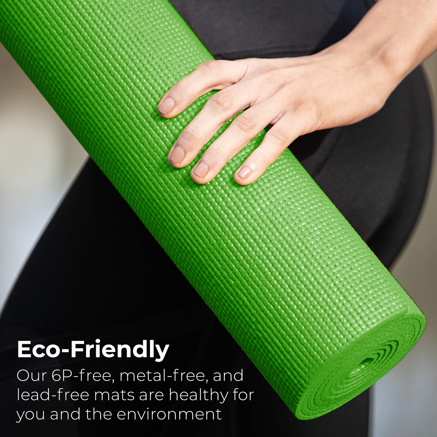 Hello Fit 10-Pack Yoga Mat, 68" x 24" Non Slip Exercise Mat, 4mm Thick Gym Mat for Fitness and Stretching, Bulk Non Toxic Yoga Mats for Schools and Studios, Green