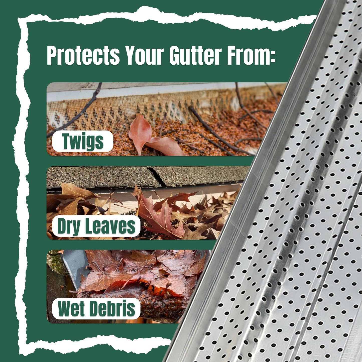 A-M Gutter Guard – Premium Heavy-Duty Lifetime Quality Aluminum - Leaf & Debris Protection, (5 Inch - 50 Feet, Mill Finish) - DIY Easy - Made in The USA