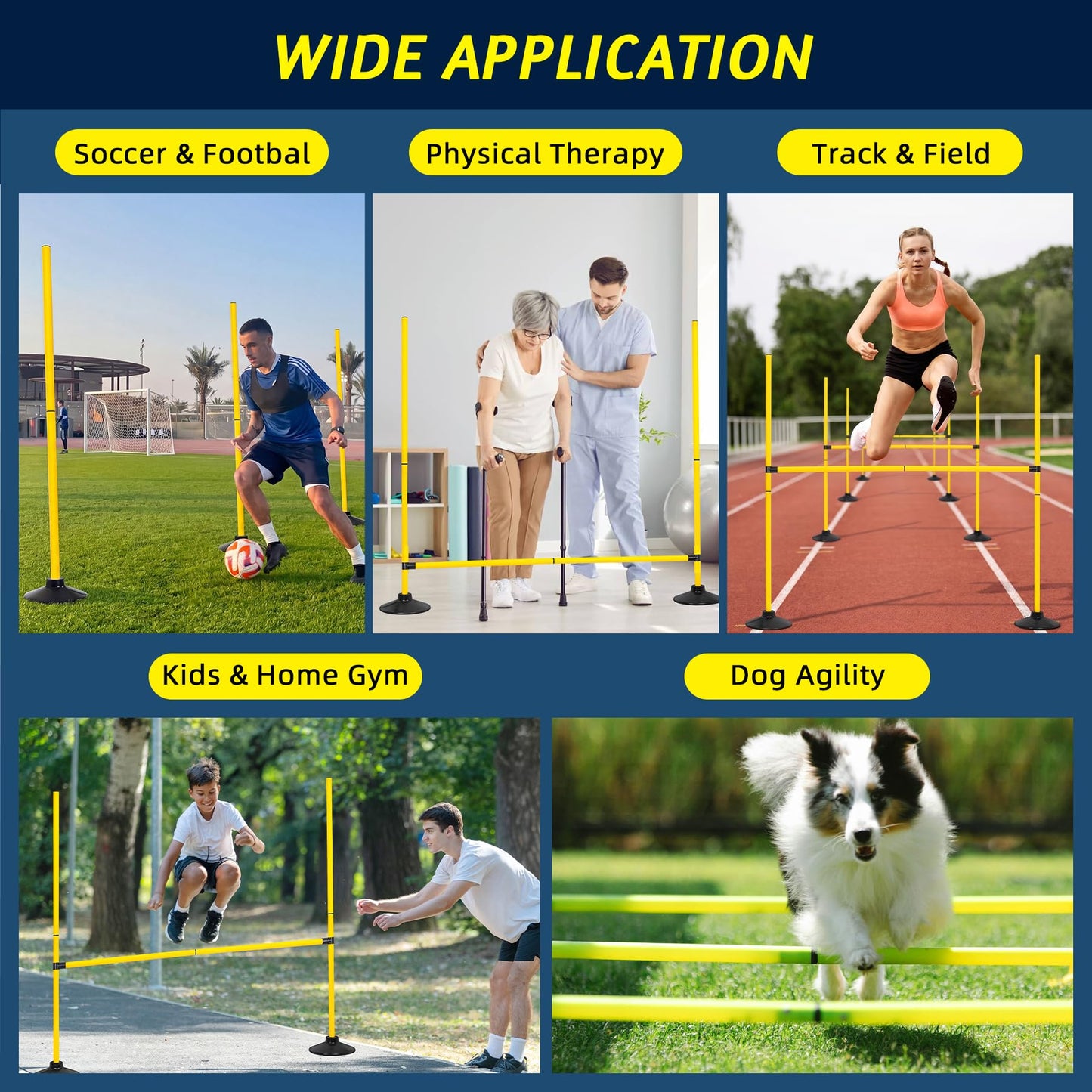 GOSR 4FT Agility Hurdles 4PCS, Adjustable Sports Speed Hurdles with Rubber Base, Agility Poles for Soccer Football Track & Field, Agility Training Equipment for Kids Athletes Physical Therapy