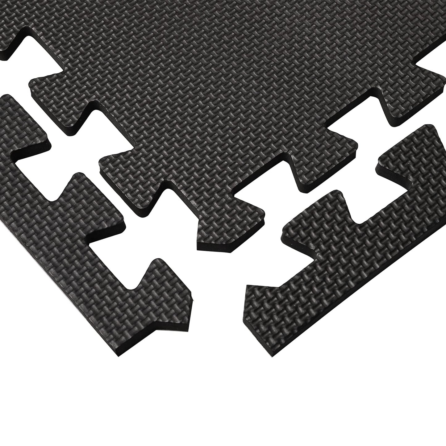 DEAYOU 16 Tiles Interlocking Foam Mat Floor Tiles, 12" x 12" EVA Foam Puzzle Mat with Borders, 0.4" Thick Soft Protective Exercise Padding Mats for Fitness, Play, Gym, Black and Cream White