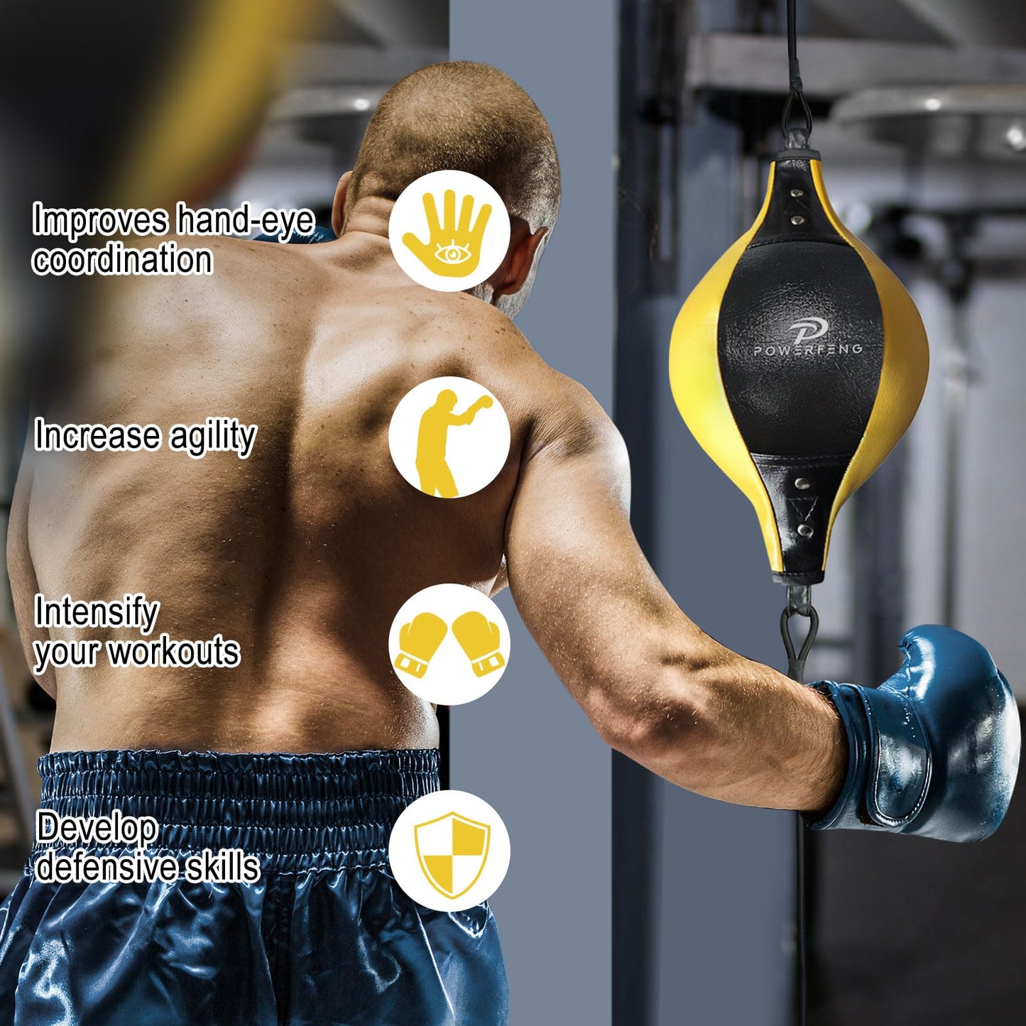 Upgraded Double End Boxing Speed Bag – Reflex Training Ball for Hand-Eye Coordination, Agility & Reaction – Home or Gym Workout