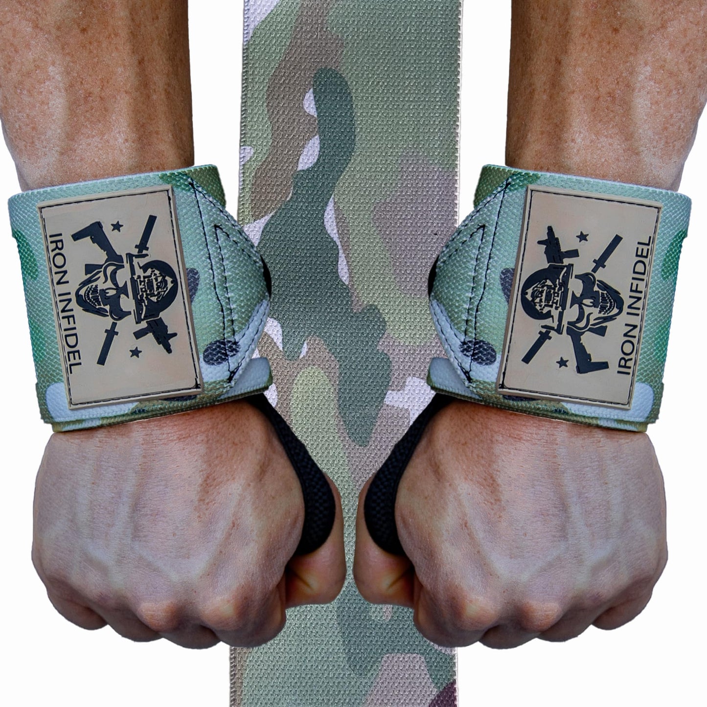Iron Infidel Wrist Wraps for Weightlifting - 18" Heavy Duty Wrist Support for Working Out, Gym Accessories for Men - Use for Lifting, Crossfit, Fitness, Exercise, Bench Press, Powerlifting (OCP)