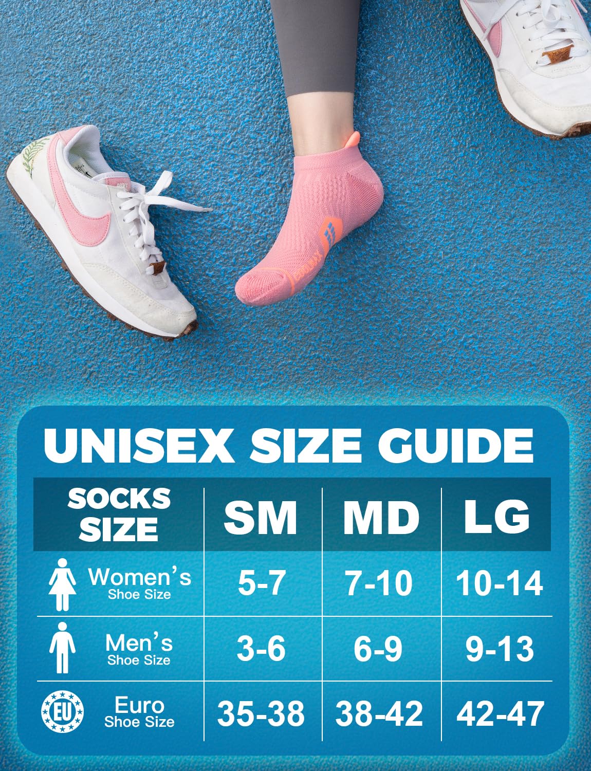Juclise Coolmax Bamboo Viscose Compression Running No Show Athletic Socks, Anti Blister Moisture Wicking (US, Alpha, Medium, Regular, Regular, Bright Lilac+Aqua+Dusty Pink)
