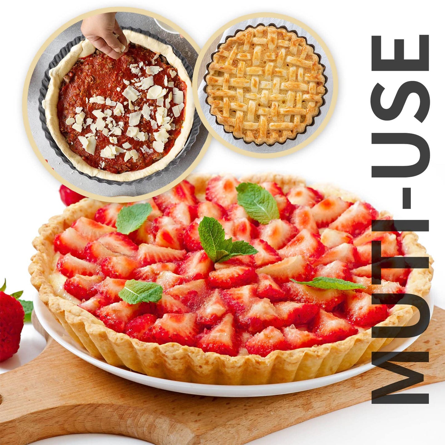 Dootafy Deep Dish Quiche Pan, 11” x 2” Tall Pie Pan Deep Tart Pan with Removable Bottom, Nonstick Large Fluted Tart Mold Loose Base Round Deep Pizza Pan for Baking Easter Pie