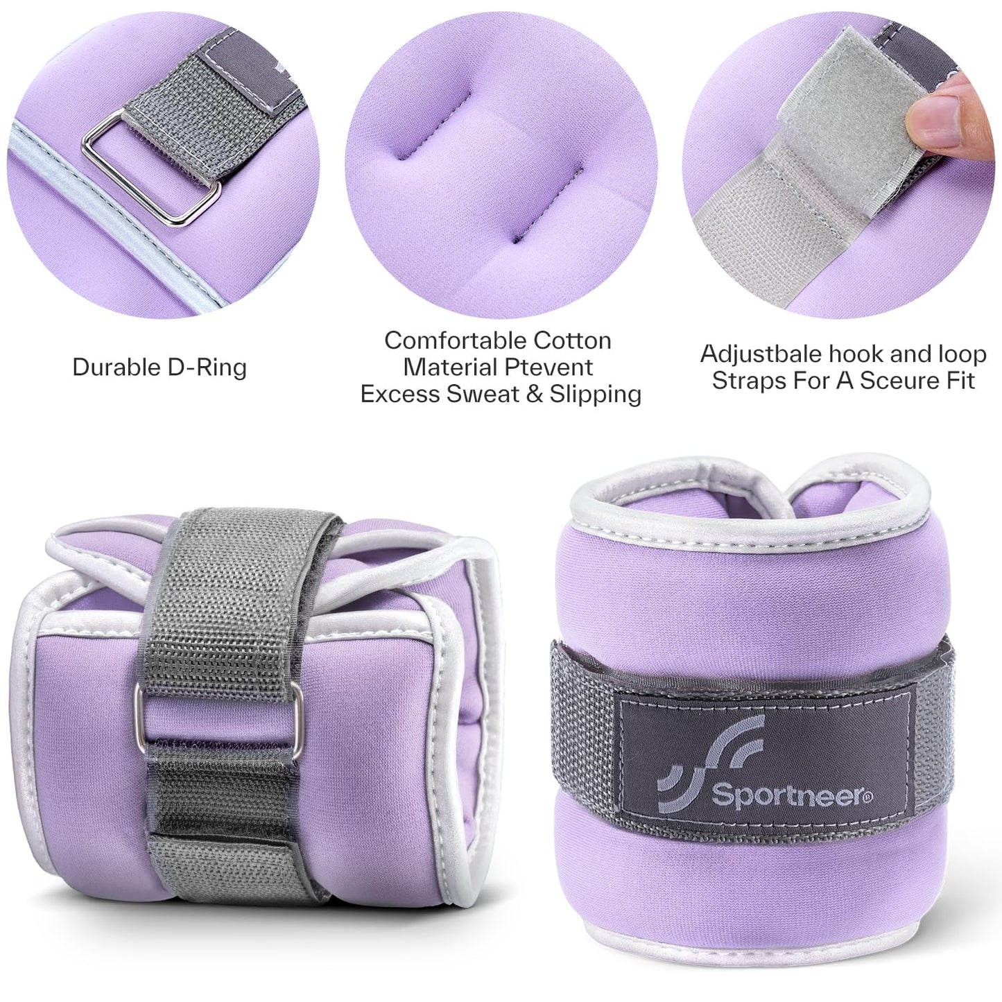 Sportneer Ankle & Wrist Weights with Reflective Straps for Women, Men & Kids – 1/2/3/4/5/10 lb Weighted Weights for Strength Training, Walking, Running, Pilates, Physical Therapy, Leg & Arm Workouts