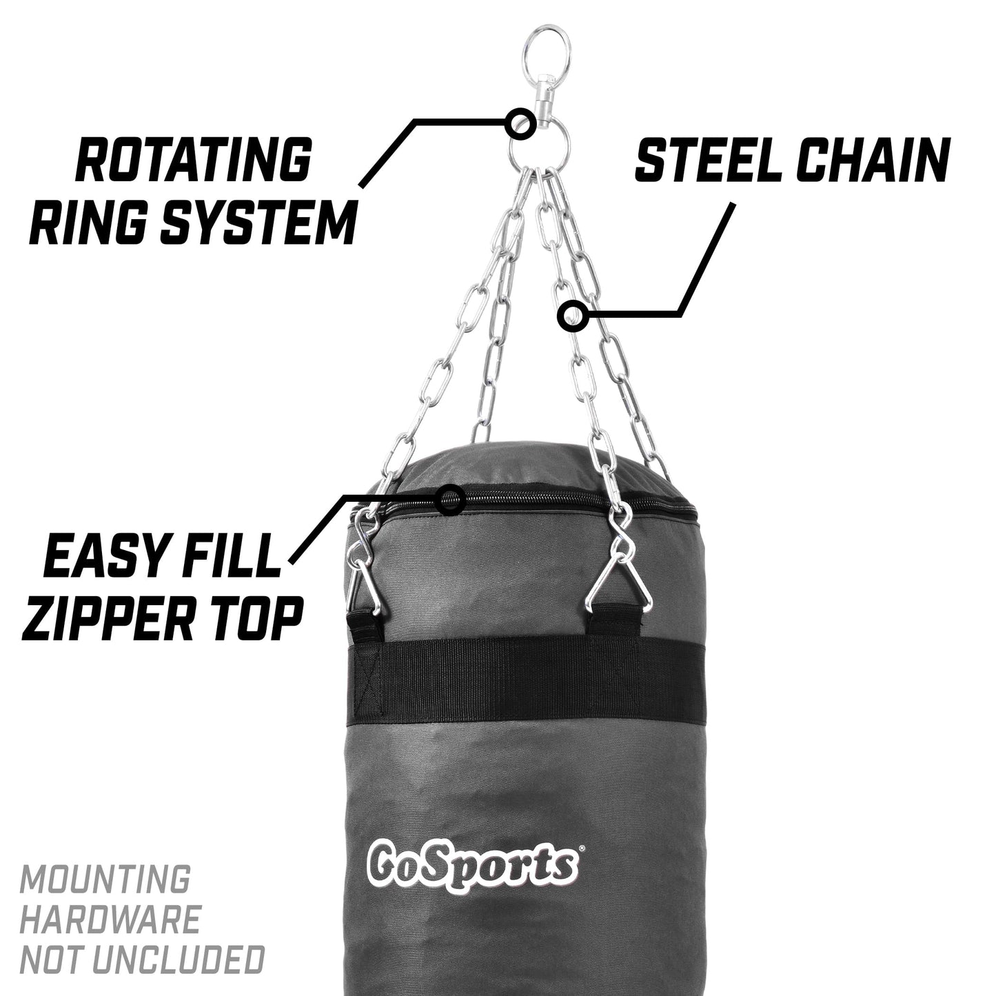 GoSports Fillable Punching Bag Training Aid - Great for Boxing, MMA, Muay Thai and More, Fill with Clothes and Rags