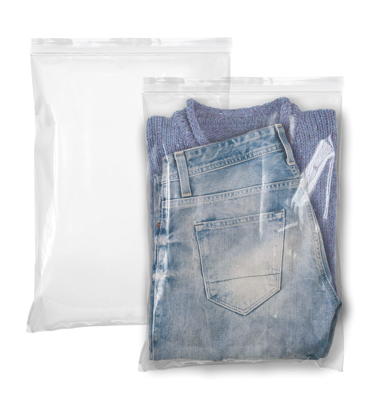 APQ Supply Jumbo Zipper Bags 12 x 18, Clear Poly Bags with Single Track Seal, 2 Mil Thickness, Pack of 1000, Large Plastic Bag for Packing Storing and Food Service