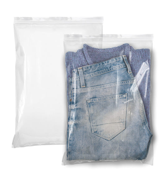APQ Supply Jumbo Zipper Bags 12 x 18, Clear Poly Bags with Single Track Seal, 2 Mil Thickness, Pack of 1000, Large Plastic Bag for Packing Storing and Food Service