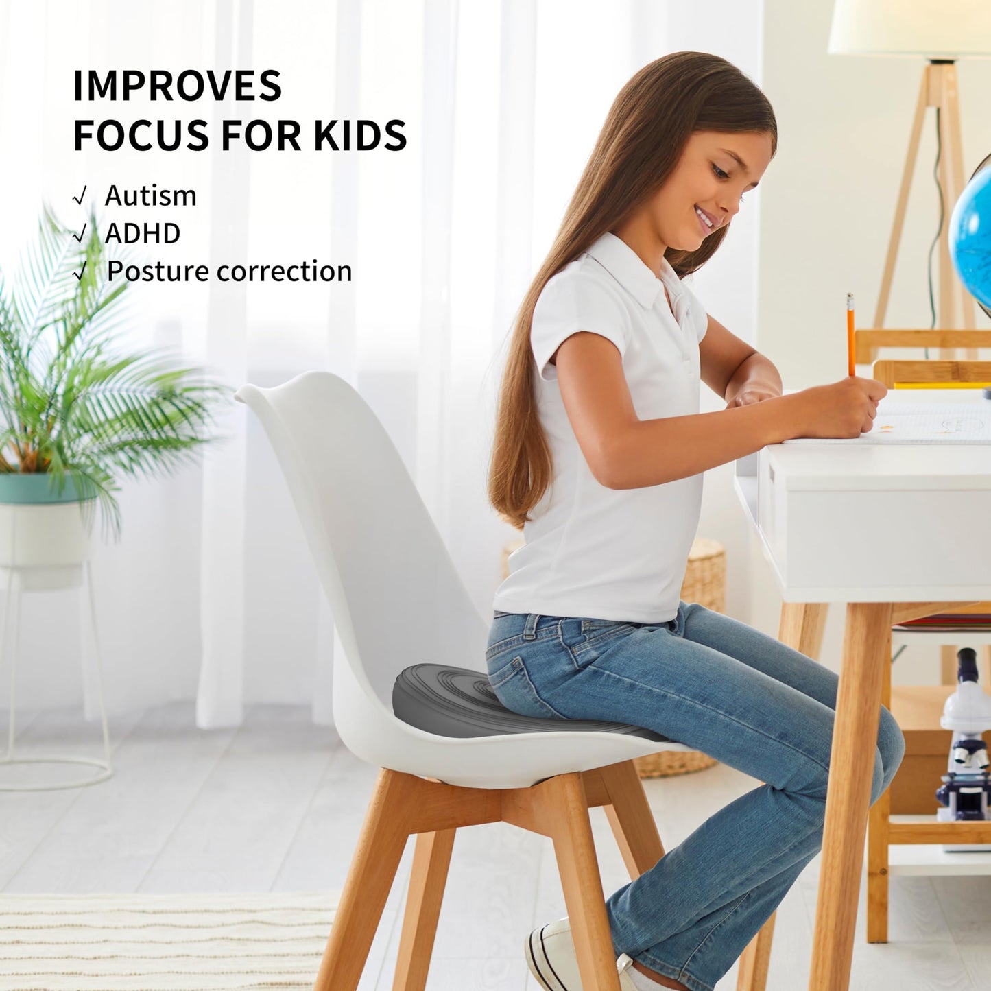 FITMIND Inflated Wobble Cushion,Dyna Disc,Circular Non-slip Texture for Comfortable Sitting,Wiggle Seat to Improve Posture, Fitness, Stability for Sensory Kids Adults,Balance Seat with Pump for Core Strength
