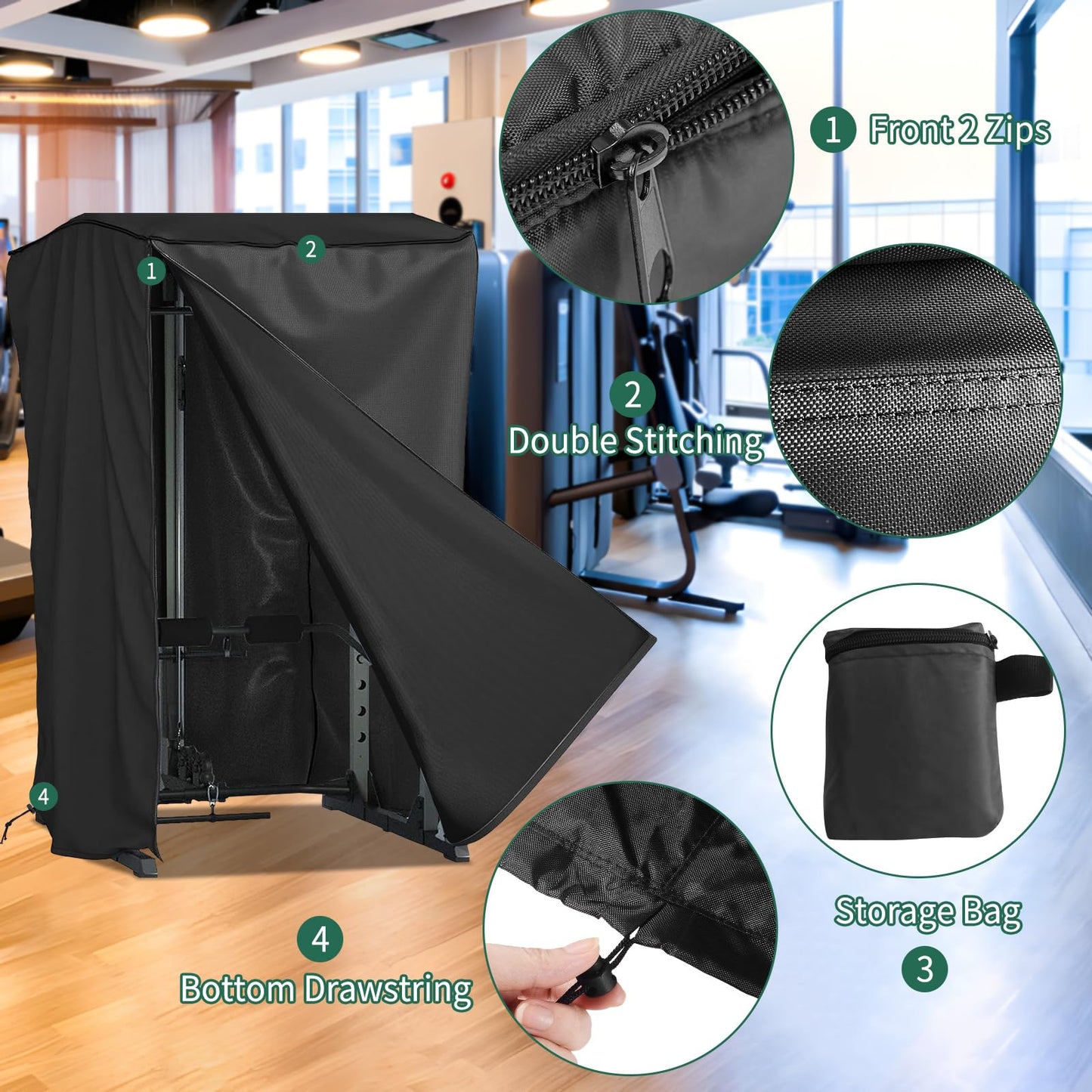 AKEfit Strength Training Cover, Waterproof & Dustproof Gym Rack Cover with Zipper,Fit for Indoor and Outdoor 69''Lx47''Wx84''H-Black