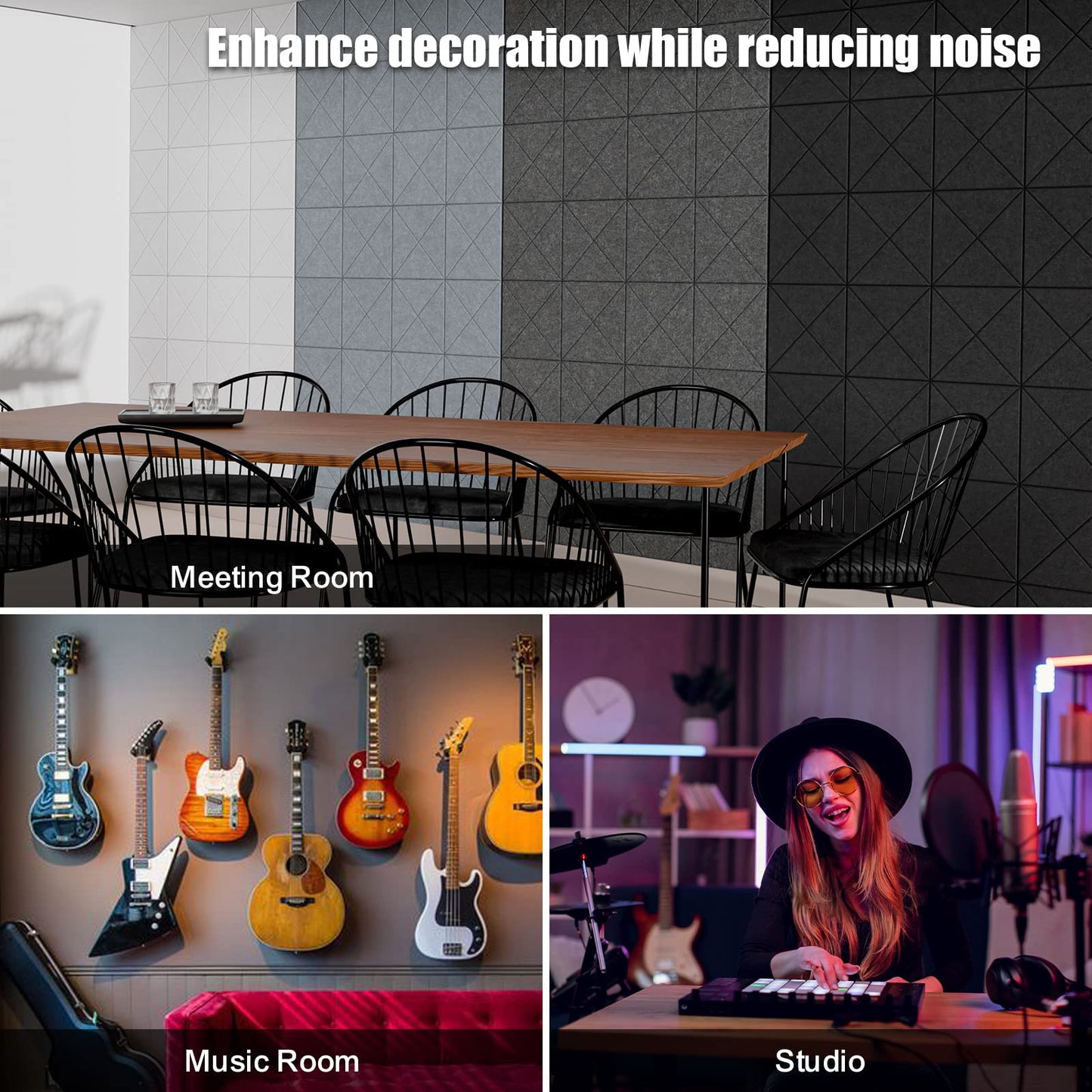Sonicism 22 Pack X-Lined Acoustic Panels with Self-Adhesive, 12"X 12"X 0.4" Sound Proof Foam Panels, Decorative Soundproof Wall Panels, Sound Absorbing Tile for Home & Offices, White