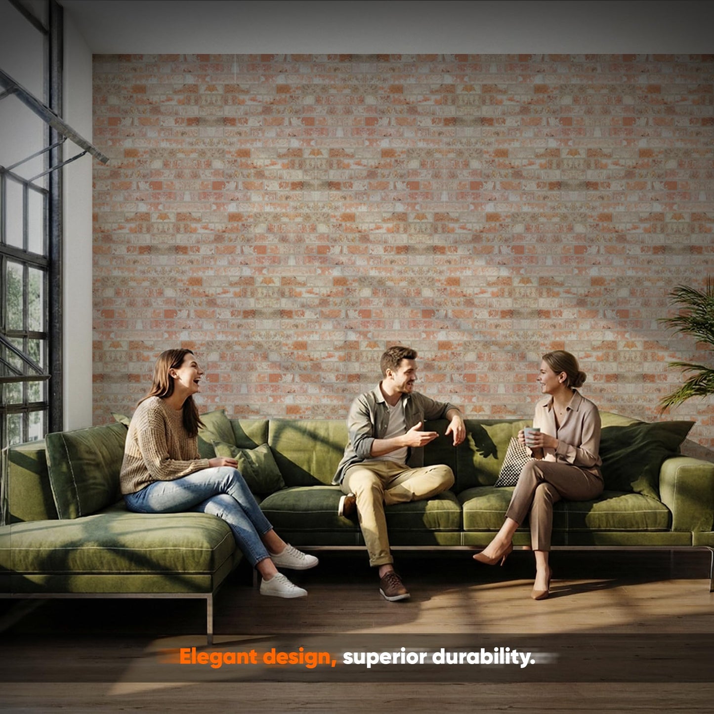 IZODEKOR 3D Brick Effect Wall Panels - Faux Brick Paneling for Living Room, Kitchen, Bathroom and More | Stone House - Pack of 3, Covers 16 sq ft
