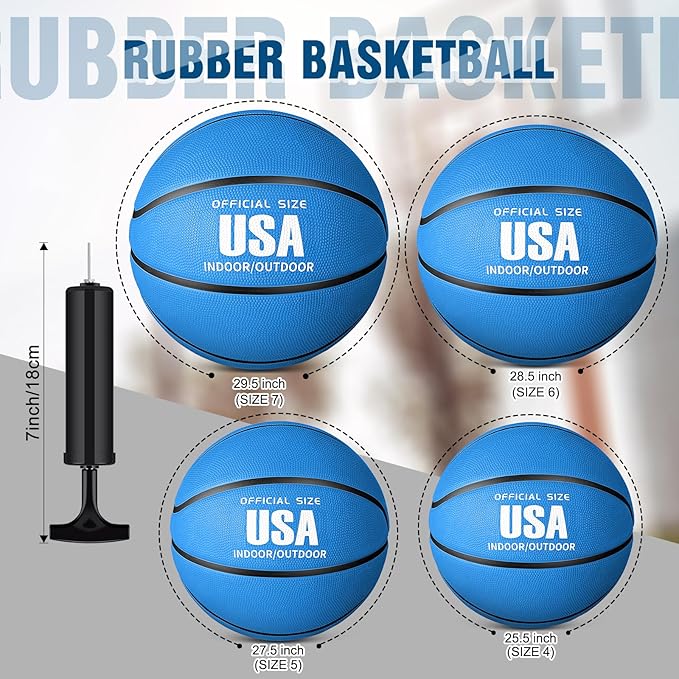 Libima 12 Pcs Operation Christmas Rubber Basketballs Official Size Bulk with Pump Multicolor Basket Balls Streetballs Set for Adult Youth Indoor Outdoor Training Games Sports Gifts