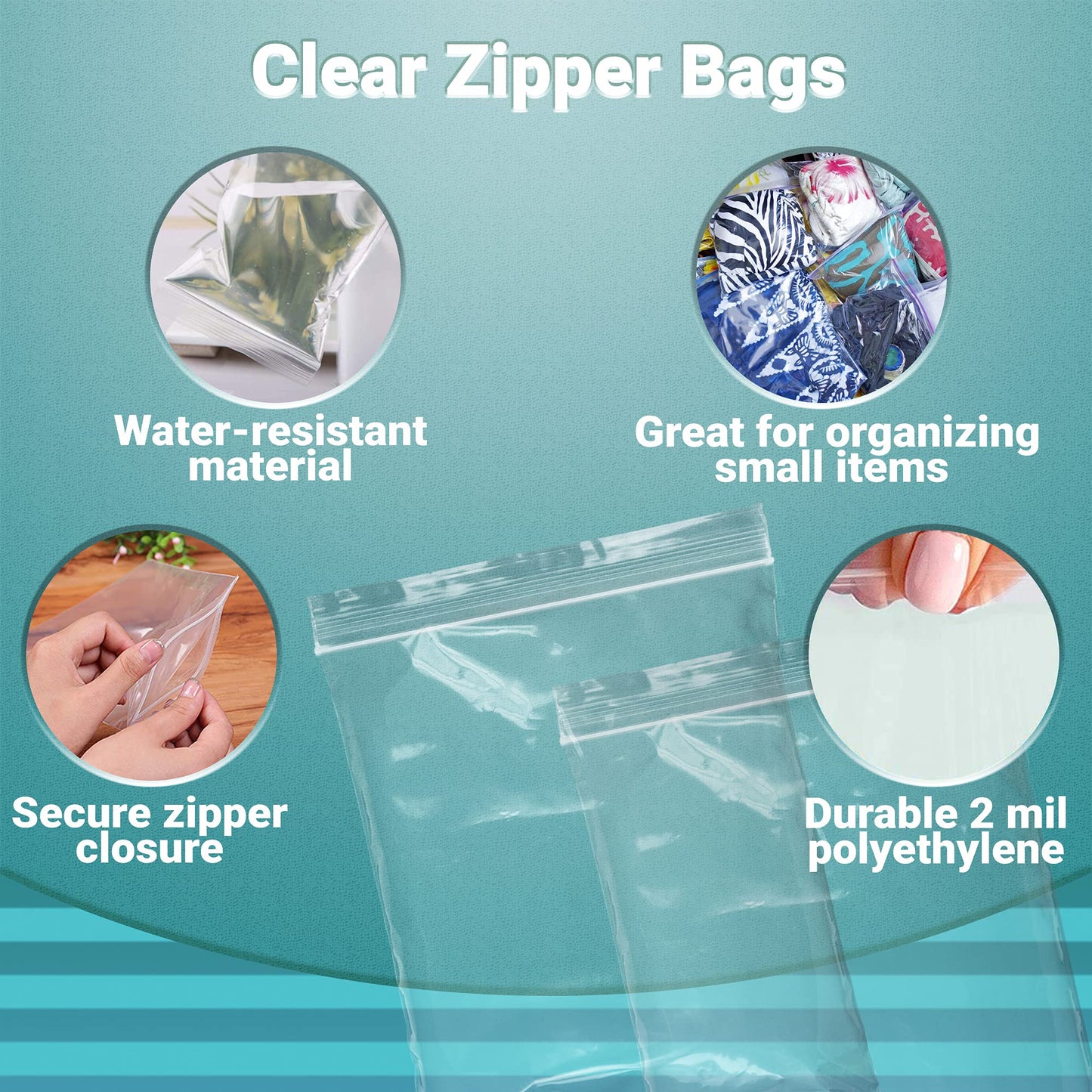 APQ Supply Jumbo Zipper Bags 12 x 18, Clear Poly Bags with Single Track Seal, 2 Mil Thickness, Pack of 1000, Large Plastic Bag for Packing Storing and Food Service