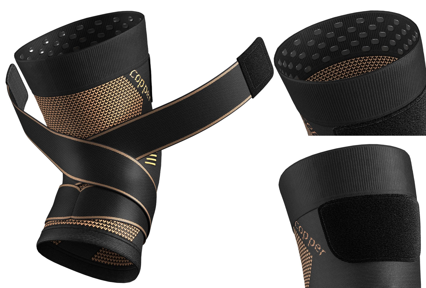 NEENCA Copper Knee Brace with Straps for Women/Men, Knee Compression Sleeve for Knee Pain, Arthritis, ACL, Meniscus Tear, Joint Pain Relief. Knee Support for Running, Workout, Weightlifting - Single