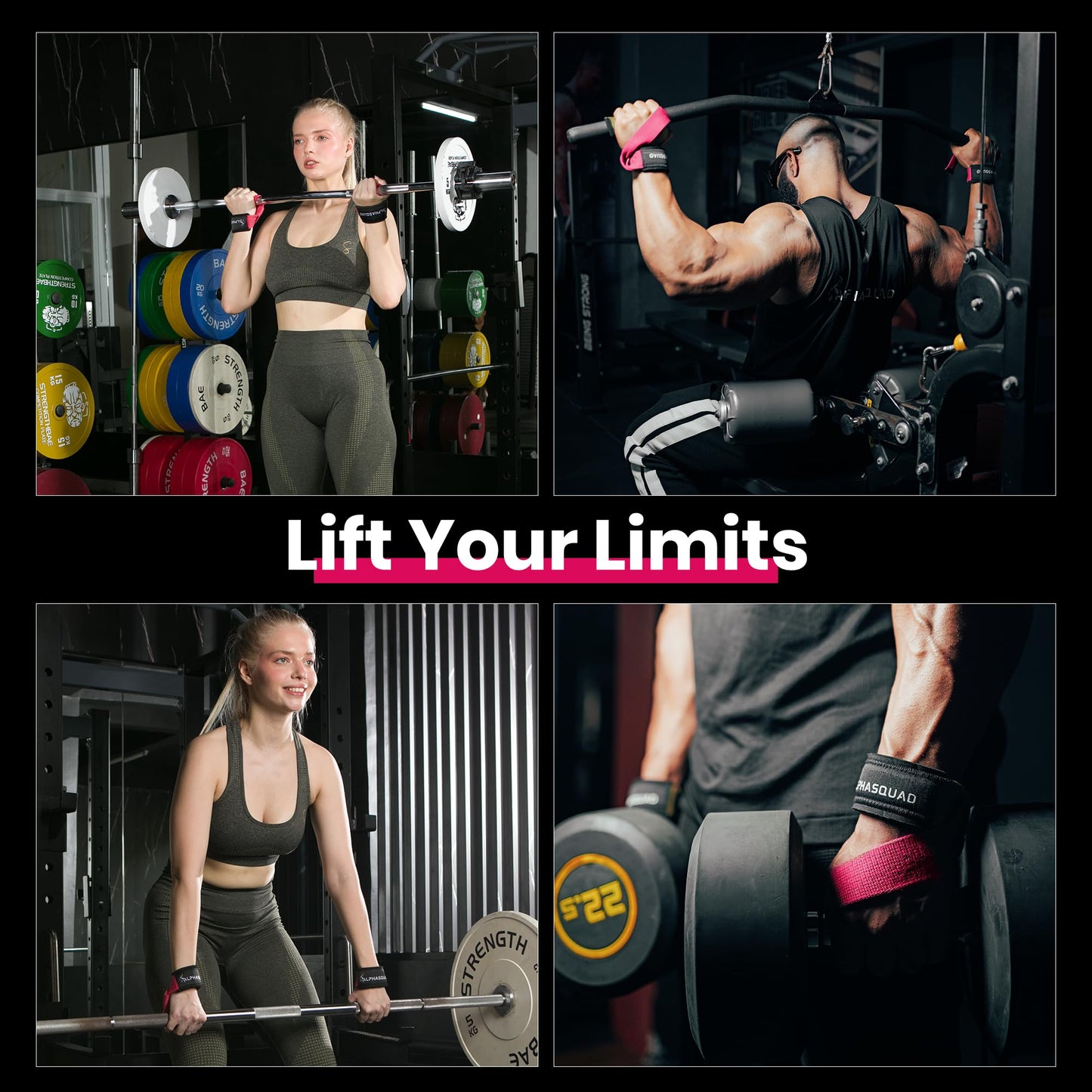 ALPHASQUAD Lifting Straps for Weightlifting – Heavy Duty Wrist Straps for Weightlifting with 7mm Thick Padded Cotton Wraps, 22.5" Long, 1.5" Wide – Deadlifts, Strength Training, Powerlifting, Men & Women