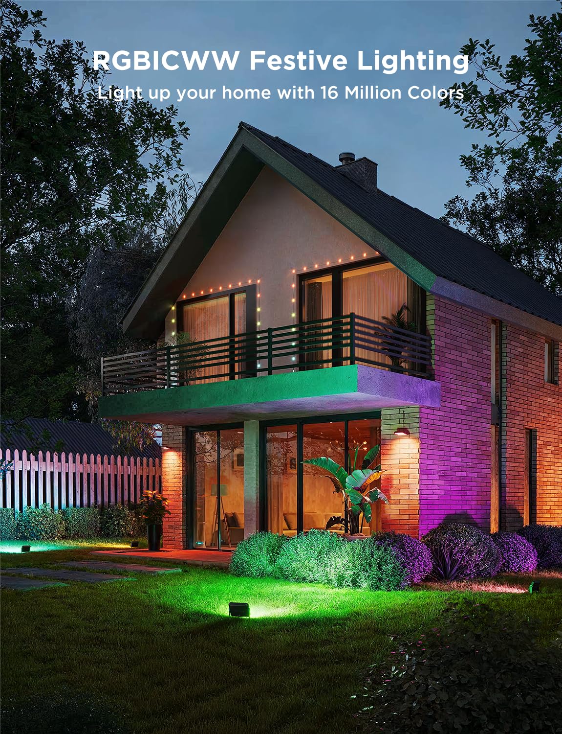 Govee Outdoor Flood Lights 2, RGBIC Warm Cold White LED Lights for Outdoor Decorations, 50 Scene Modes, Landscape Lighting, Upgraded IP66 with App Control, Wired 6 Pack