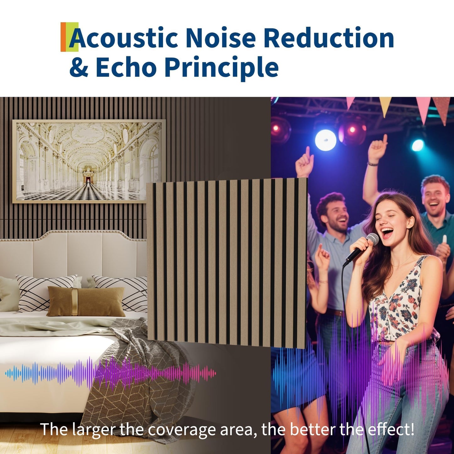 Sound Panels,8-Pack Wood Acoustic Wall Panels, 23.6x23.6 Inch,Sound Absorbing Tiles for Noise Reduction - Decorative Wall Covering for Home Theater, Studio, Office, Bedroom & Living Room Decor (31 Sq