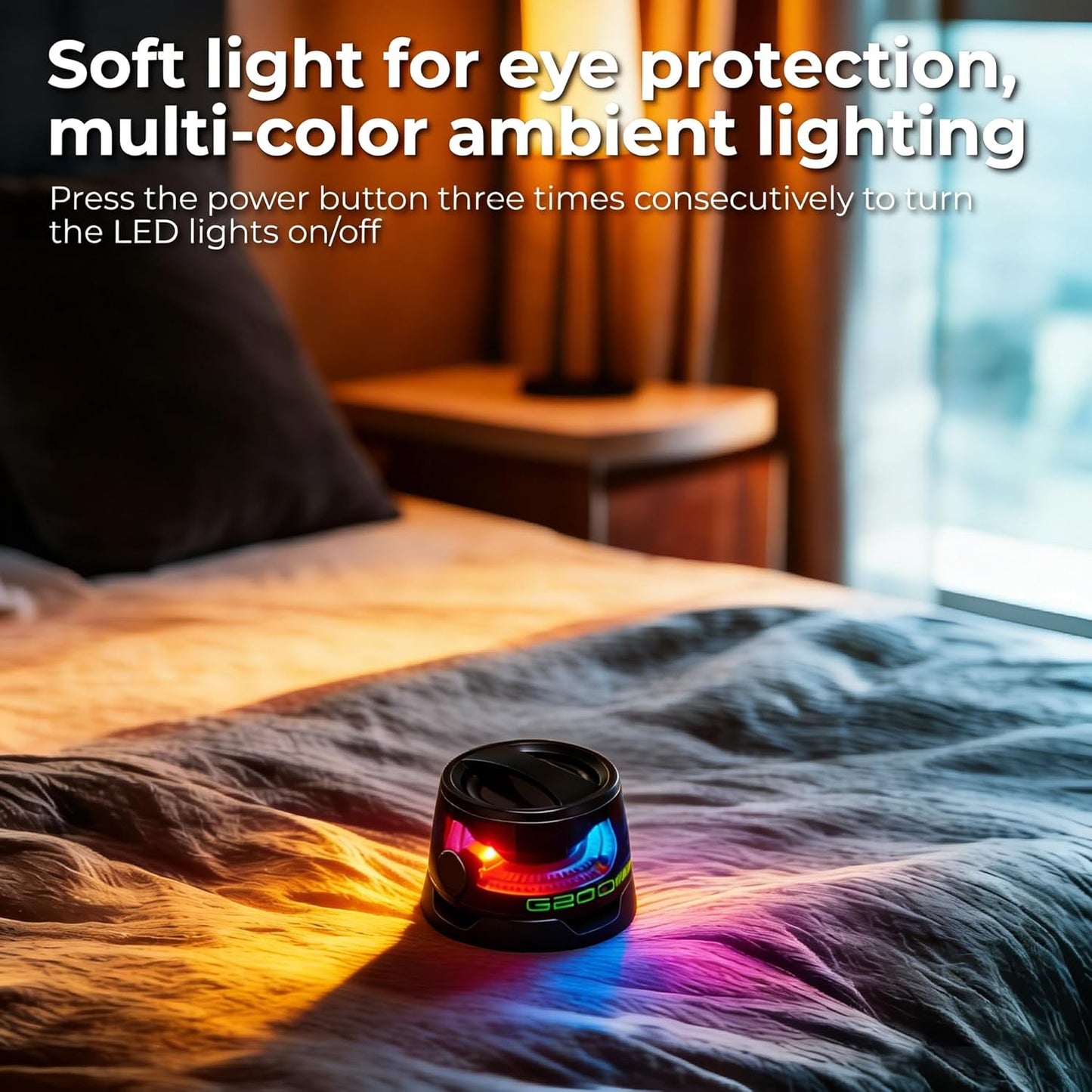 LENOLL 2 Pack Set, Magnetic Mini Bluetooth Speaker with RGB Lights, Dual Wireless Stereo Speaker Portable Small