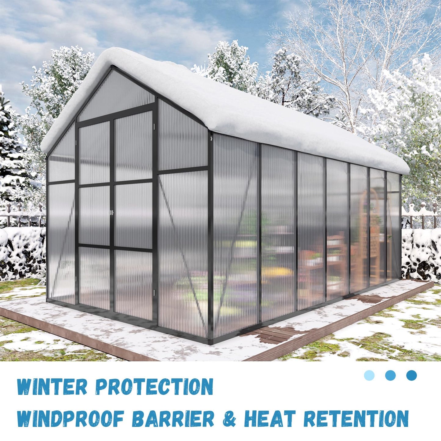 Vigo huseeo 6 PCS Polycarbonate Greenhouse Panels, 60''X 24''X 0.24'' Twin-Wall Roof Panels Sheets, Waterproof UV Protected Plastic Roof Sheeting for Greenhouse Covering
