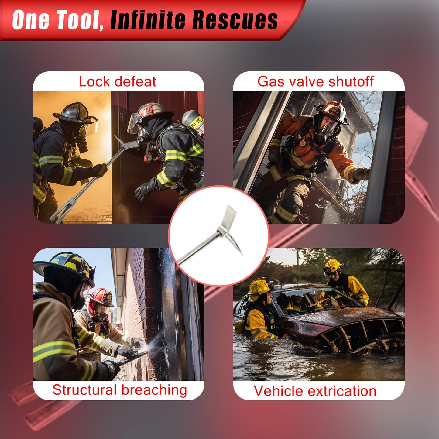 30" Halligan Bar Firefighter Tool - Forged Steel One-Piece Construction | Fork Gap Design