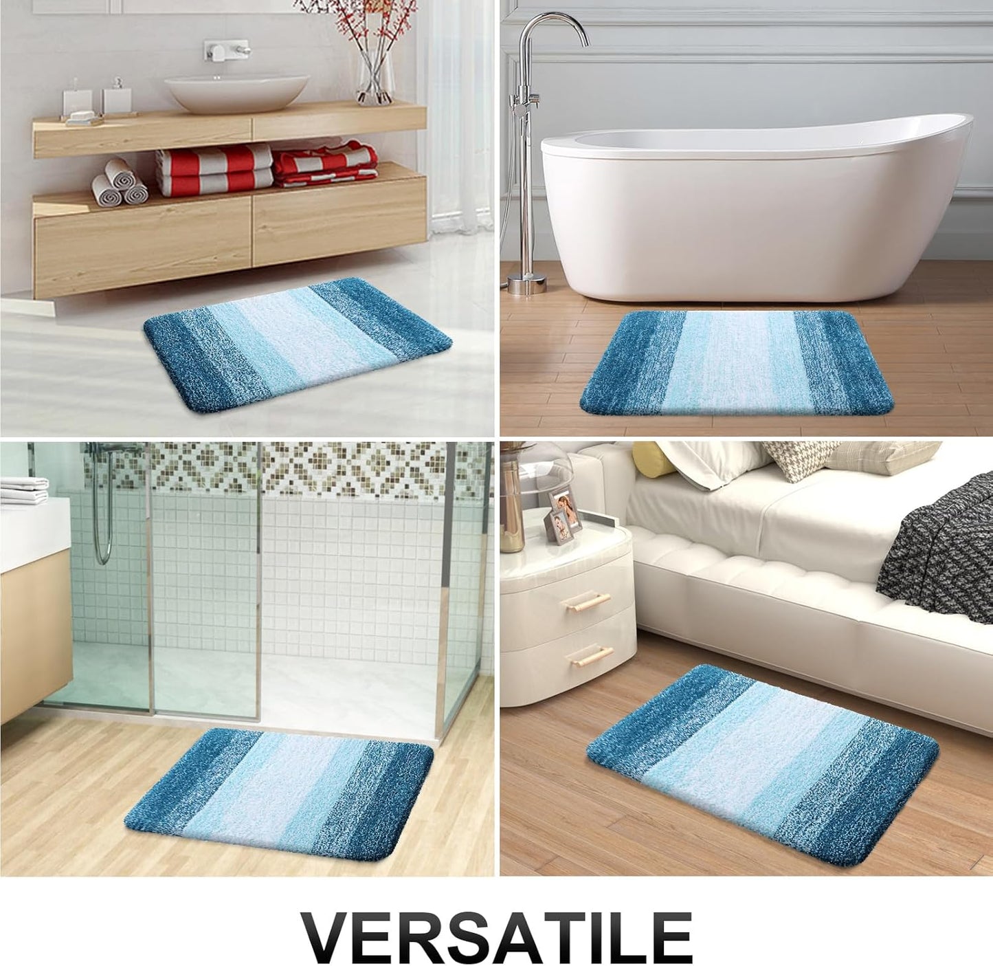 OLANLY Bathroom Runner Rug - Extra Soft Microfiber Mat with Rubber Backing | Quick Dry, Washable, 47x20, Peacock Blue