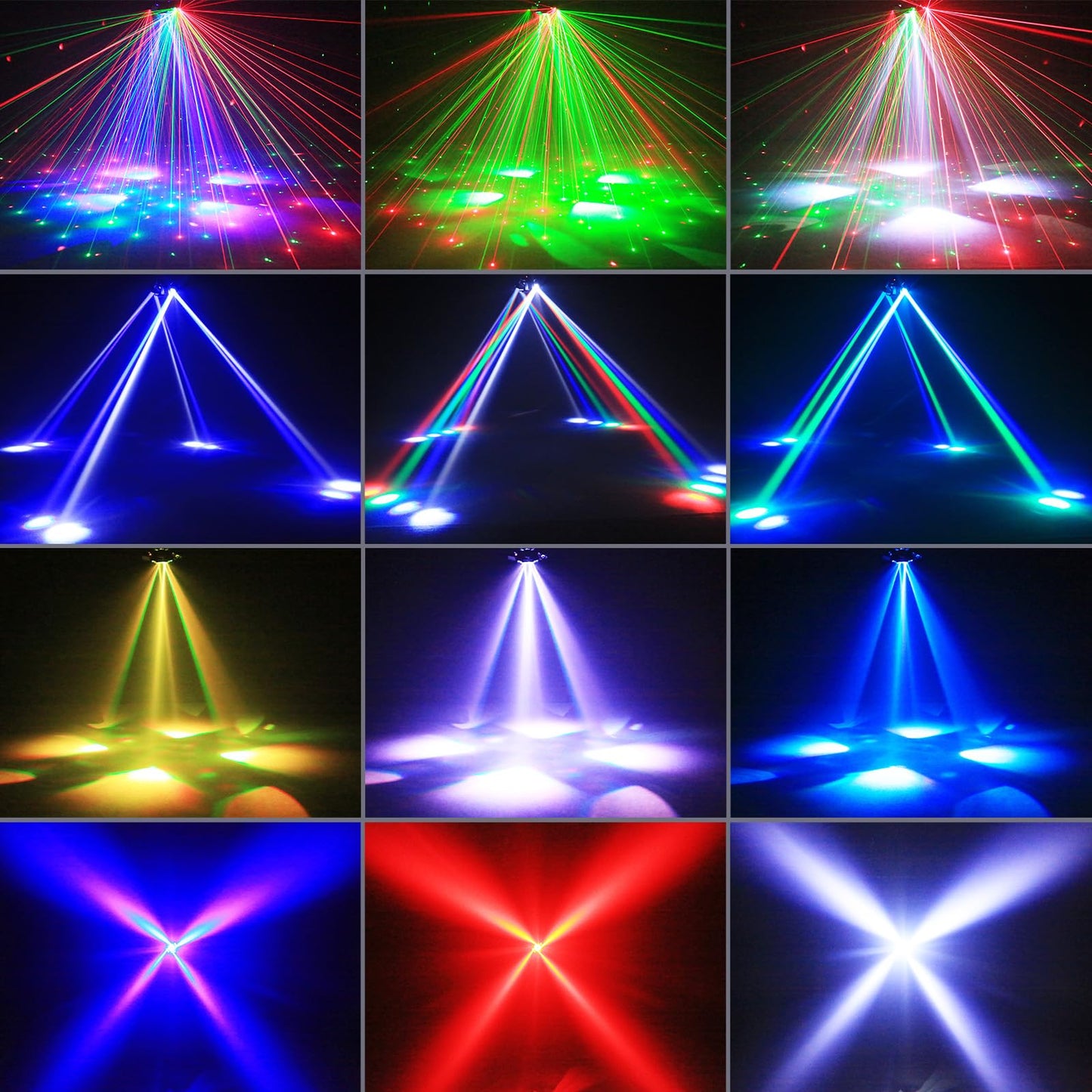 120W Stage Moving Head Light,4 Arms RGBW 4-in-1 Stage Lighting Beam/Wash/Red Green Starry Sky Golden Strobe RGB Halo Effect Light,Sound-Active/DMX/Remote Control for Party Club Stage Show