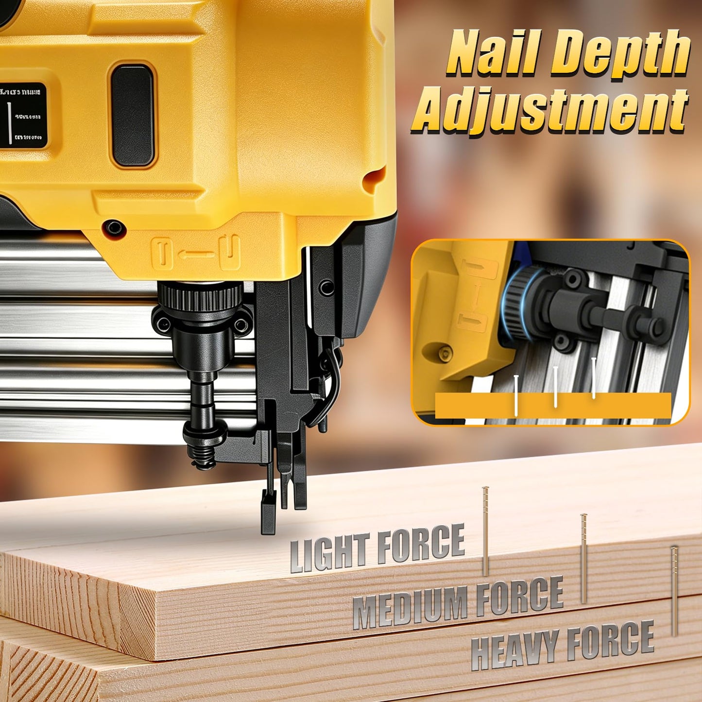 2 in 1 Cordless Brad Nailer Compatible with Dewalt 20V MAX Battery(NO Battery):Electric Nail Gun for Wood, Trim Work, DIY - A Nice Gift for a Husband or Father (Yellow and black)