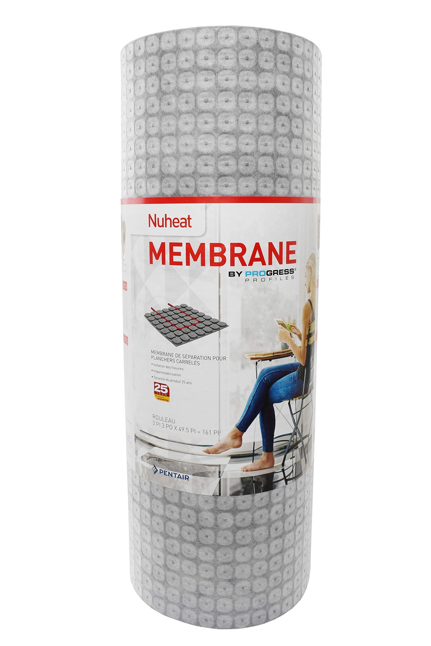Chemelex Nuheat AC0105 Uncoupling Membrane 161 Sq Ft Roll (39" x 49.5') NUMEM161 Non-Woven Polypropylene Heating Pad, Waterproof Anti-Fracture Floor Underlayment for Heating Systems