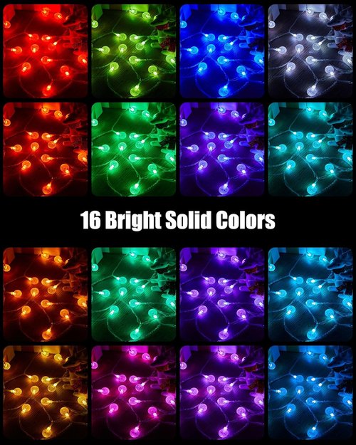 Minetom Crystal Globe String Lights - 33 ft 100 LED Color Changing Fairy Lights with Remote & Timer | Waterproof for Bedroom, Tent, Party - 16 Colors